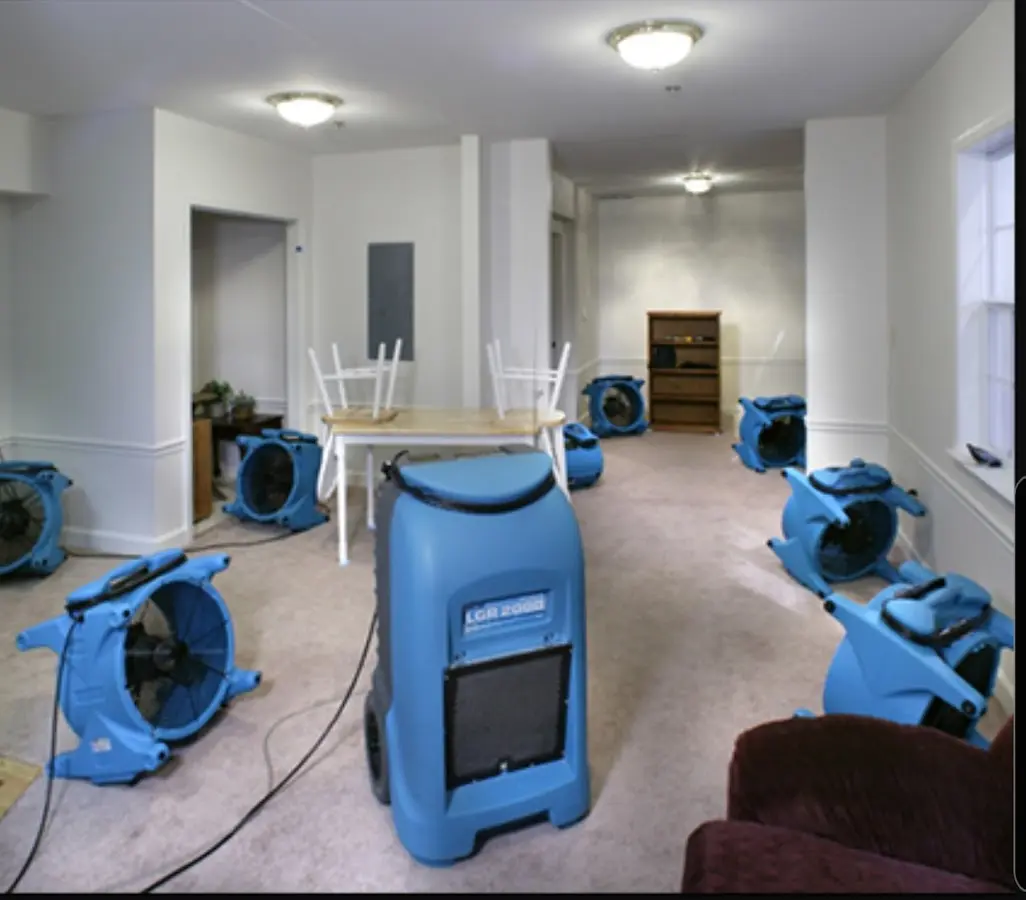 Air movers and dehumidifier setup for Water Extraction & Removal in Greece